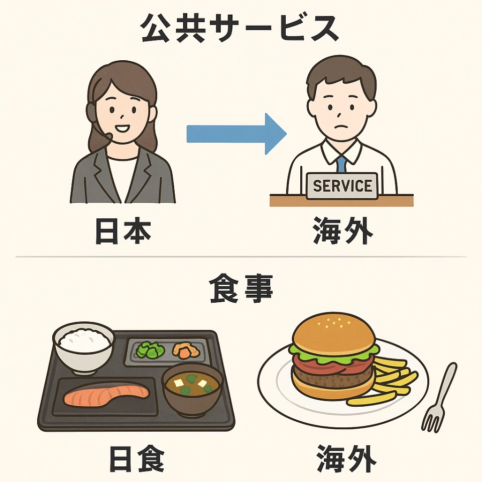 日本と海外の食事やサービスの違い